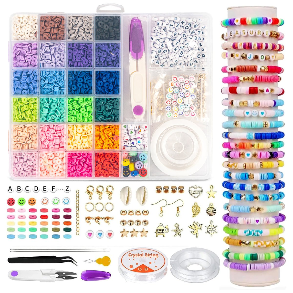 Zestaw Koralików Do Robienia Bransoletek 6000 El. Zestaw Do Robienia Bransoletek Koraliki Do Bransoletek