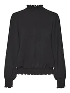 Bluzki damskie - VERO MODA Vmalvas Ls Smock Top WVN Ga Noos bluzka damska, czarny, XS - miniaturka - grafika 1