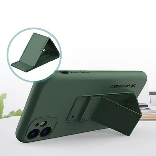 Wozinsky Kickstand Case elastyczne silikonowe etui z podstawką iPhone 12 Pro czarny - Etui i futerały do telefonów - miniaturka - grafika 2