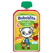 Desery dla dzieci - BoboVita Kicia Kocia Mus w tubce, jabłko, banan, truskawka, 100 g - miniaturka - grafika 1