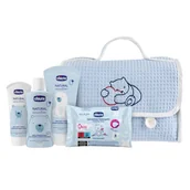 Balsamy i oliwki dla dzieci - Chicco Natural Sensation Baby Cosmetic Set zestaw płyn do mycia ciała i włosów 200ml + balsam do ciała 150ml + krem do pieluszki 4w1 100ml + chusteczki nawilżane 16szt - miniaturka - grafika 1