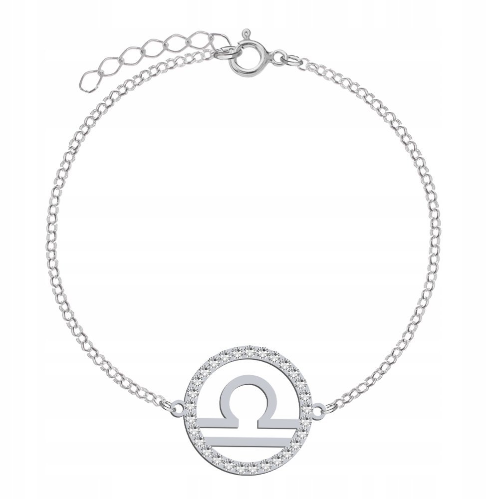Srebrna Bransoletka Znak Zodiaku WAGA DEDYKACJA