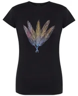 Koszulki i topy damskie - T-Shirt damski kolorowy nadruk Pióra r.S - miniaturka - grafika 1