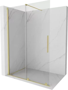 Mexen Velar drzwi prysznicowe rozsuwane Walk-in 140 cm, transparent, złote szczotkowane - 871-140-000-03-55 - Ścianki i drzwi prysznicowe - miniaturka - grafika 1
