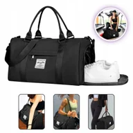 Torebki damskie - Składana torba podróżna, sportowa, 27L - Duża pojemność, treningowa, czarna - miniaturka - grafika 1