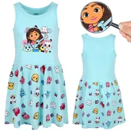 Sukienki - Koci Domek Gabi Miętowa BAWEŁNIANA sukienka na ramiączkach, sukienka dziewczęca 100% BAWEŁNA 5 lat 110 cm - miniaturka - grafika 1