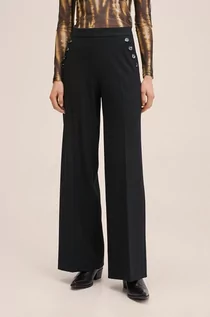 Spodnie damskie - Mango spodnie damskie kolor czarny szerokie high waist - grafika 1