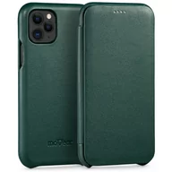 Etui i futerały do telefonów - moVear flipSide S - Skórzane etui do Apple iPhone 11 Pro (5.8") | Pokrowiec slim case, Skóra naturalna nappa (Zielony butelkowy) - miniaturka - grafika 1