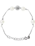 Bransoletki - Pearline Srebrna bransoletka z perłami i kryształami - miniaturka - grafika 1
