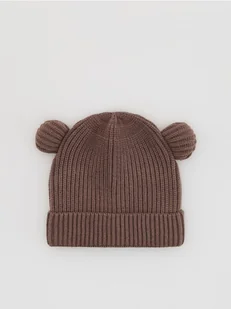 Reserved - Prążkowana czapka z wiskozą - brązowy - Czapki damskie - miniaturka - grafika 1