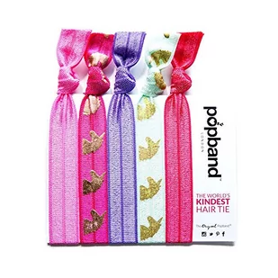 Popband , gumka do "końskiego ogona", gumki do włosów z wzorem. Opakowanie 5 sztuk gumek do włosów w różnych kolorach, wzorach, nadrukach i designach. jednorożec 5UNI - Ozdoby do włosów - miniaturka - grafika 1
