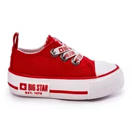 Buty dla dziewczynek - BIG STAR SHOES Dziecięce Materiałowe Trampki Big Star KK374051 Czerwone - miniaturka - grafika 1