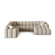 Narożniki - Jasnobrązowy narożnik z tkaniny szenilowej (lewostronny/w kształcie litery U) Treno – Cosmopolitan Design - miniaturka - grafika 1