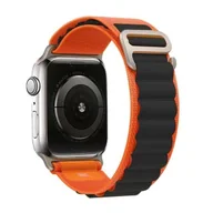 Akcesoria do smartwatchy - opaska pasek bransoleta NYLON PRO Apple Watch 1/2/3/4/5/6/7/8/9/10/Ultra 1/2/SE 42/44/45/46/49mm pomara��czowo czarna - miniaturka - grafika 1