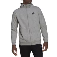 Bluzy sportowe męskie - Bluza adidas Essentials 4 Gameday Full-Zip Hoodie HE1806 - szara - Adidas - miniaturka - grafika 1