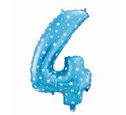 Balony i akcesoria - GoDan Balon foliowy cyfra 4 Niebieska w gwiazdki 64 cm HS-C26N4 - miniaturka - grafika 1