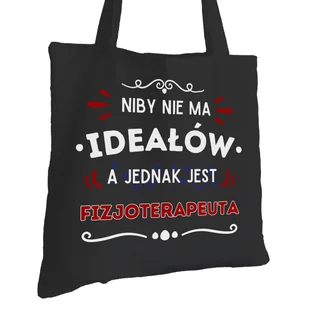 Torba Bawełniana dla Fizjoterapeuty Czarna Na Prezent Trwały Nadruk - Torby i wózki na zakupy - miniaturka - grafika 1