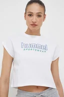 Koszulki sportowe damskie - Hummel t-shirt bawełniany kolor biały - miniaturka - grafika 1