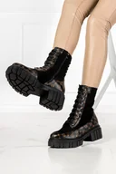 Botki damskie - Czarne trzewiki workery sznurowane polska skóra Casu 08157-36 - miniaturka - grafika 1