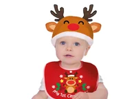 Dodatki do strojów karnawałowych - Zestaw świąteczny śliniak + czapka reniferka - 1 op. - miniaturka - grafika 1