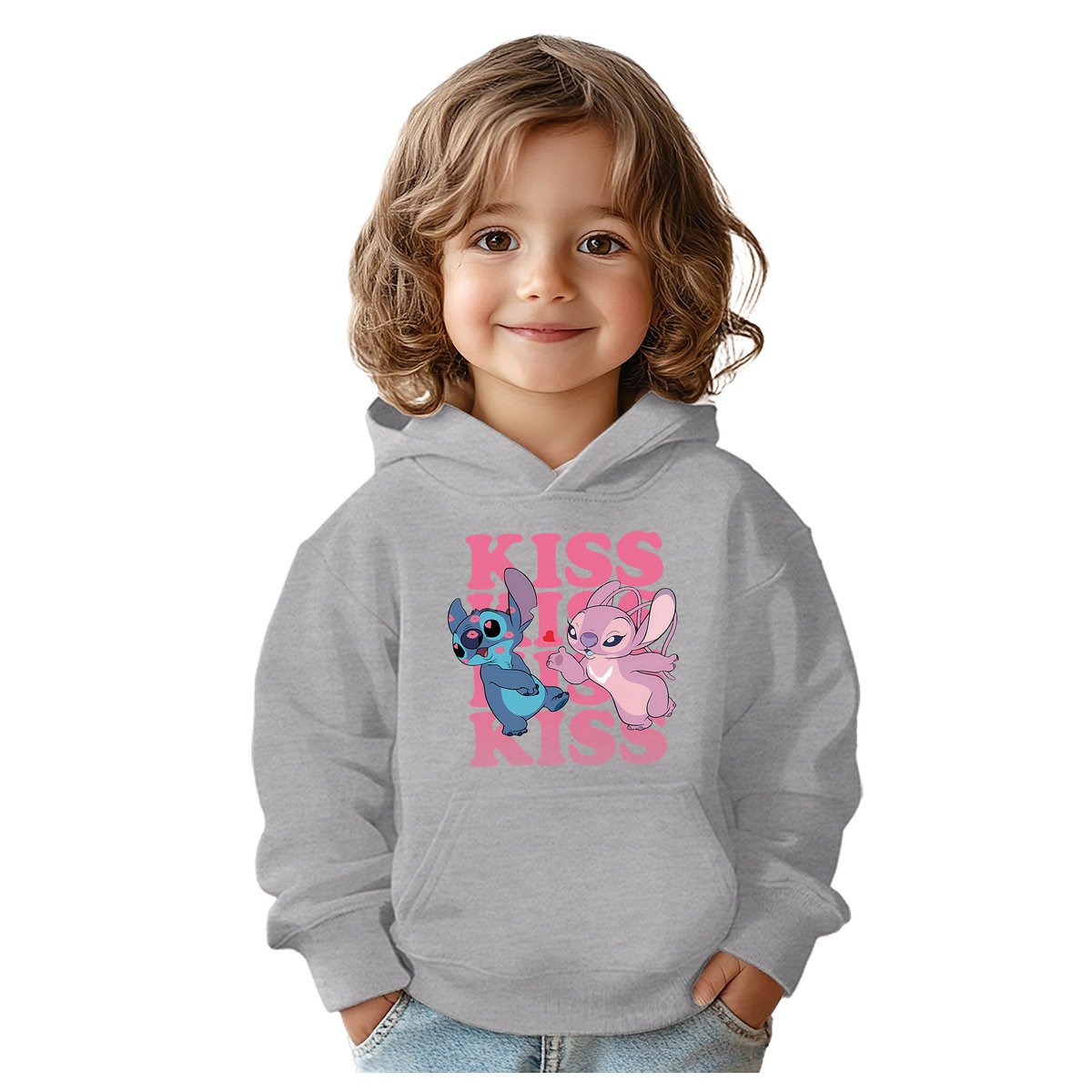 BLUZA DZIECIĘCA STITCH ANGEL ANDZIA KISS 134-140 Z KAPTUREM BAWEŁNIANA