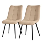 Krzesła - Zestaw 2 krzeseł do jadalni kuchni, salonu, Krzesło tapicerowane Jasnobrązowy - miniaturka - grafika 1