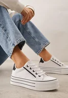 Trampki damskie - Biało-Czarne Trampki o Klasycznym Fasonie na Platformie Opheme - miniaturka - grafika 1