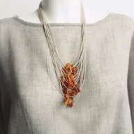 Naszyjniki - Surowe bursztyny naszyjnik - miniaturka - grafika 1