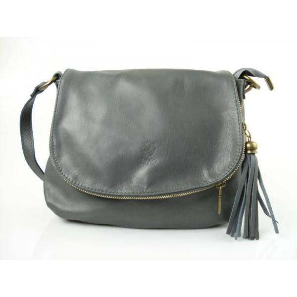 Torebka Skórzana Listonoszka A5 Vera Pelle Szara Vp1017Gs