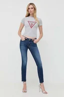 Koszulki sportowe damskie - Guess t-shirt damski kolor szary - miniaturka - grafika 1