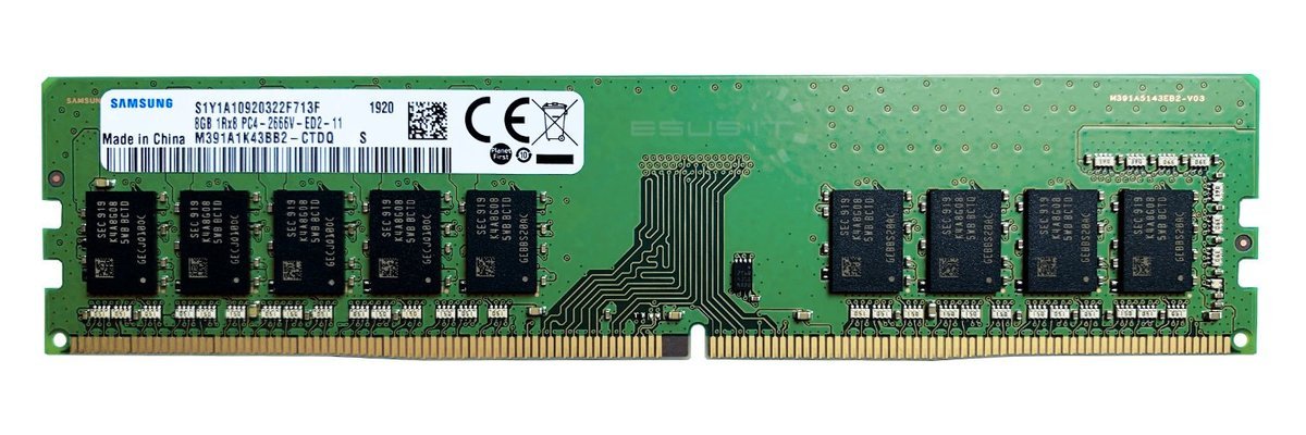 Pamięć RAM 1x 8GB Samsung ECC UNBUFFERED DDR4 1Rx8 2666MHz PC4-21300 UDIMM M391A1K43BB2-CTD