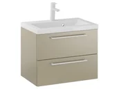 Szafki łazienkowe - Szafka Wisząca Z Umywalką RON 60 cm - Cappuccino Mat - Uchwyty Białe Matowe - miniaturka - grafika 1