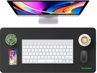 Podkładki pod mysz - PODKŁADKA POD MYSZ NA BIURKO STÓŁ CZARNA GAMINGOWA OBSZYTA MATA 90x40cm - miniaturka - grafika 1