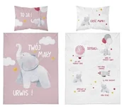 Pościel dla dzieci - Detexpol Pościel bambusowa 100x135 Słoń słonik różowa biała 3525 B do łóżeczka dwustronna poszewka 40x60 6039 - miniaturka - grafika 1
