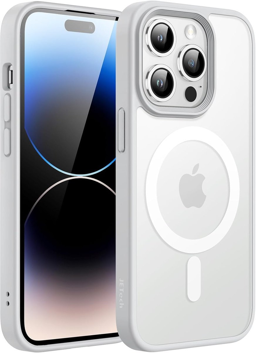 JETech Magnetyczna Etui dla iPhone 14 Pro Max 6,7 Cala Kompatybilny z MagSafe, Półprzezroczysta Matowe Tylna Szczupły Odporny na Wstrząsy Case (Szary)