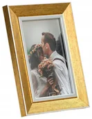 Ramki na zdjęcia - Ramka na zdjęcie 15x21 złota Gloria srebrny pasek - miniaturka - grafika 1