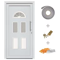 Drzwi zewnętrzne - shumee Drzwi wejściowe zewnętrzne białe 88 x 208 cm - miniaturka - grafika 1