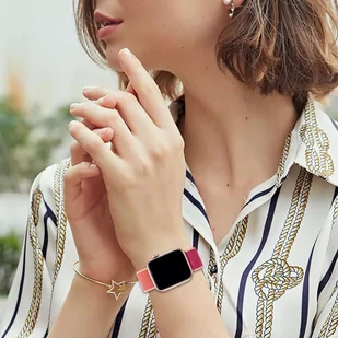 Pasek Alogy Nylon Strap z rzepem do Apple Watch 1/2/3/4/5/6/7/8/SE 38/40/41mm Różowy - Akcesoria do smartwatchy - miniaturka - grafika 3