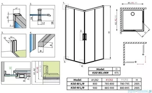 Radaway Idea White Kdd kabina 80x90cm szkło przejrzyste 387061-04-01L/387060-04-01R - Kabiny prysznicowe Radaway Idea White Kdd kabina 80x90cm szkło przejrzyste 387061-04-01L/387060-04-01R - Kabiny prysznicowe - miniaturka - grafika 2