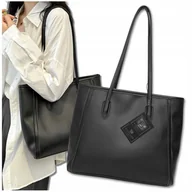 Torebki damskie - Torebka Skórzana Damska Czarna BAD&BAGS Na Ramię Torba Shopperka Pojemna - miniaturka - grafika 1