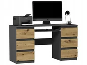 Biurka dla dzieci - Meble Biurko komputerowe 6sz 135cm antracyt mix artisan N32 - miniaturka - grafika 1