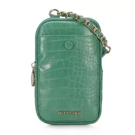 Torebki damskie - Minitorebka z ekoskóry na łańcuszku zielona - miniaturka - grafika 1