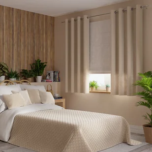 VELVI Zasłona gotowa na przelotkach, szerokość 140 x wysokość 160cm, kolor 003 jasny beżowy VELVI0/ZGP/003/140160/1 - Zasłony - miniaturka - grafika 1