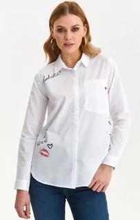 Koszule damskie - Biała koszula damska z nadrukiem SKL3488, Kolor biały-wzór, Rozmiar 34, Top Secret - Primodo.com - grafika 1