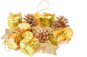 Ozdoby bożonarodzeniowe - Komplet ozdób choinkowych złotych - 16 szt. - miniaturka - grafika 1