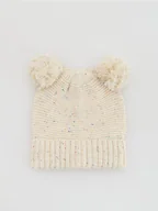 Buciki dla niemowląt - Reserved - Bawełniana czapka z uszkami - złamana biel - miniaturka - grafika 1