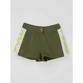 Spodnie i spodenki dla dziewczynek - Szorty z dzianiny dresowej z paskami logo - Polo Ralph Lauren Teens - grafika 1