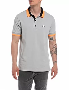 Koszule męskie - Replay M6512 męska koszula polo, 111 szara, L, 111 Szary, L - grafika 1