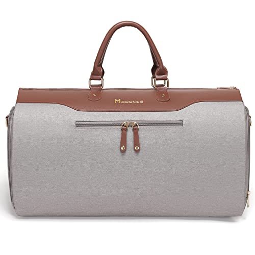 Modoker Torba podróżna na ubrania, torba sportowa z paskiem na ramię, dla mężczyzn i kobiet, 2 w 1, wisząca walizka, garnitur, torby podróżne, Karmel, Damska torba odzieżowa Modoker plecak na laptopa