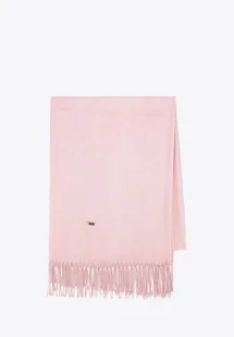 Szalik damski z frędzlami jednolity różowy - Apaszki i szaliki męskie - miniaturka - grafika 1